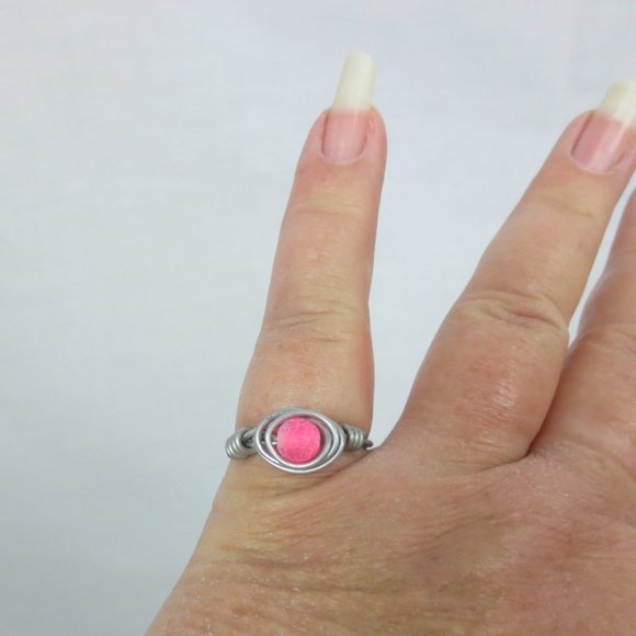 New Stainless Wrap Pink Quartz Hand Crafted Ring - Picture 1 of 9